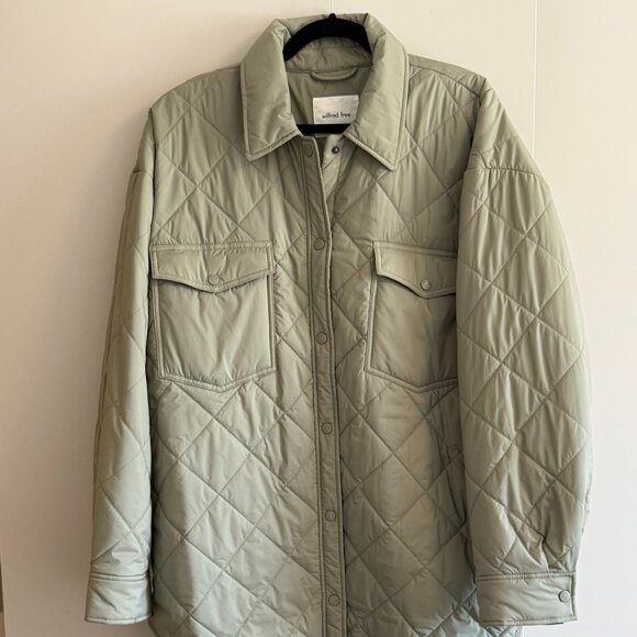 Size XL Aritzia Wilfred Free Ganna Insulated Shirt Jacket - Dry Basil Green - Picture 1 of 3